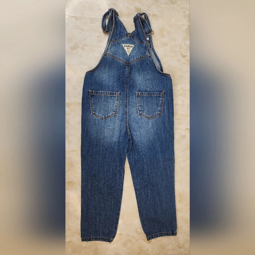 4T Girls Denim Overalls with Rainbow Patch